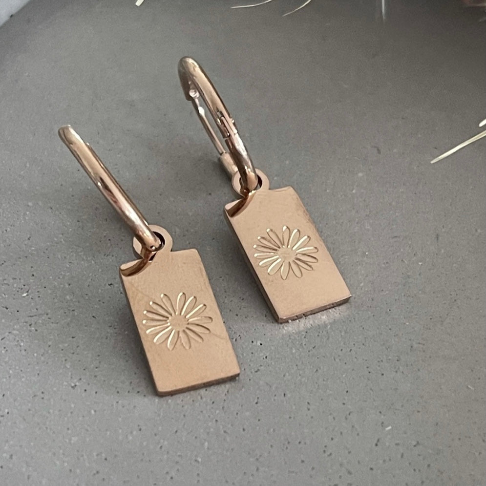 Daisy Hoop Earrings -Gold or Silver